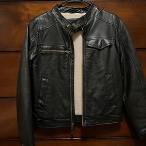 Boys black leather coat Size 10/12